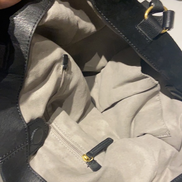 Vince Camuto genuine leather and suede black bucket tote - Picture 7 of 10